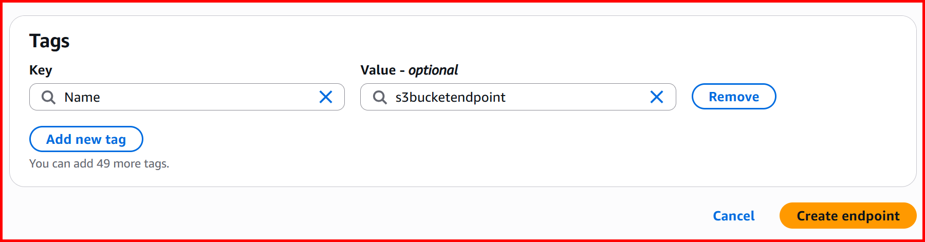 Picture showing selecting the tag for then endpoint